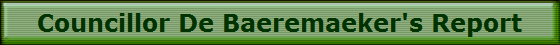 Councillor De Baeremaeker's Report